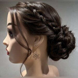 Charming Filigree Gold Tone Snowflake Dangle Earrings